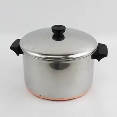 Vintage Revere Ware 1801 Copper Clad Stainless Steel Stock Pot With Lid 6 QT
