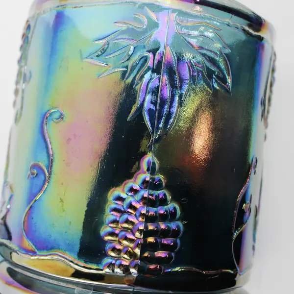 Vintage 1970s Indiana Colony Glass Harvest Carnival Blue Small Canister w/ Lid