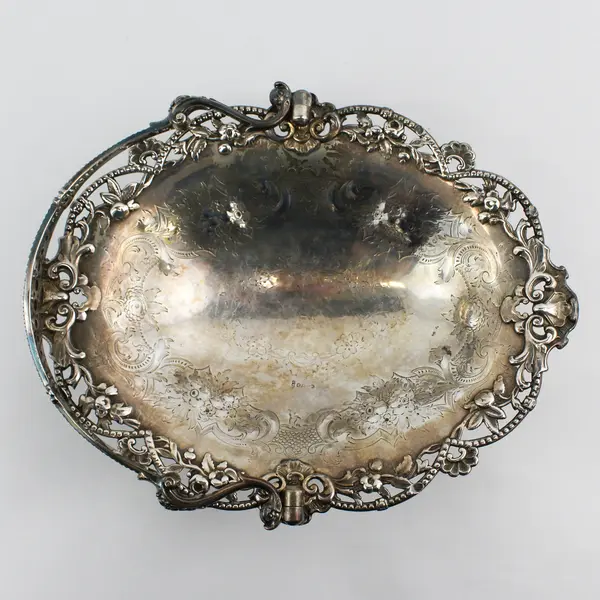 Victorian R&H Repousse Electroplated Silver Footed Bridal Basket