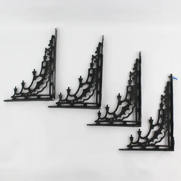 Set of 4 Gothic Salvage Cast Iron Shelf Brackets 12" x 8"