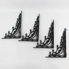 Set of 4 Gothic Salvage Cast Iron Shelf Brackets 12" x 8"