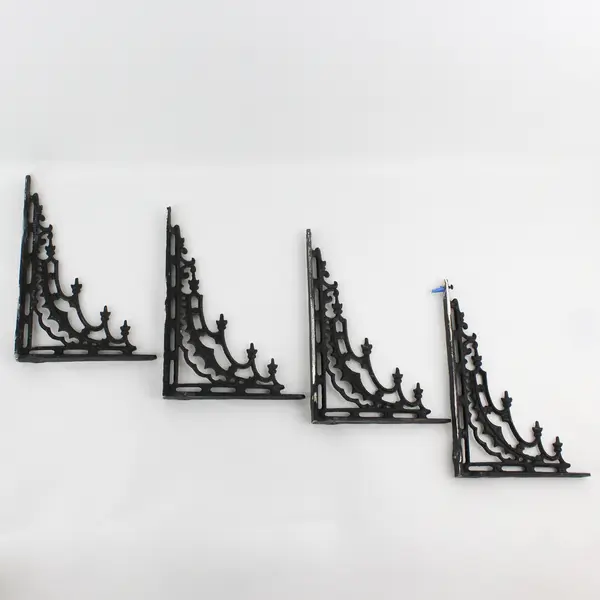 Set of 4 Gothic Salvage Cast Iron Shelf Brackets 12" x 8"