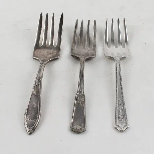 Lot Of 3 Stratford Silverplate Special Assorted Patterns Flatware Baby Forks