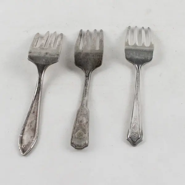 Lot Of 3 Stratford Silverplate Special Assorted Patterns Flatware Baby Forks