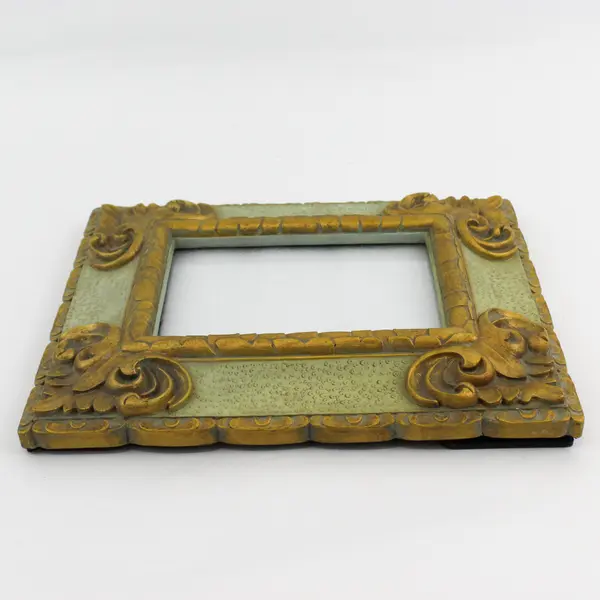 Vintage Green and Gold Rococo Free Standing Picture Frame 5" x 7"