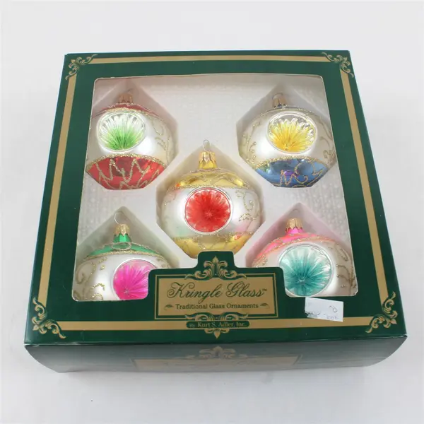 Kringle Glass Santa's World 5 Handblown Glass Ornaments Collectible