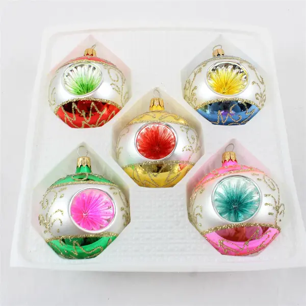 Kringle Glass Santa's World 5 Handblown Glass Ornaments Collectible