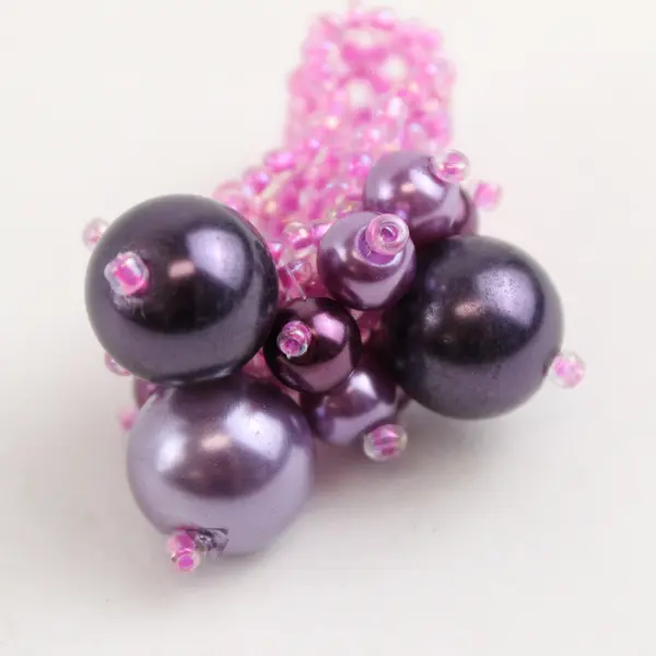 Faux Purple Pearl Purple Glass Beaded Stretch Ring - Fashion 