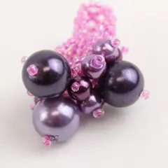 Faux Purple Pearl Purple Glass Beaded Stretch Ring - Fashion 