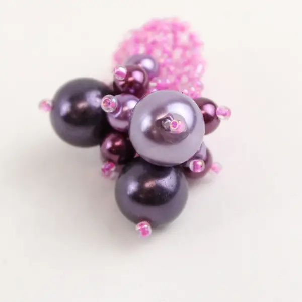 Faux Purple Pearl Purple Glass Beaded Stretch Ring - Fashion 