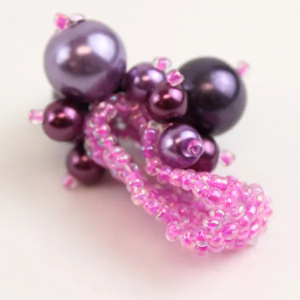 Faux Purple Pearl Purple Glass Beaded Stretch Ring - Fashion 