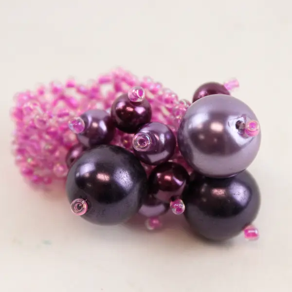 Faux Purple Pearl Purple Glass Beaded Stretch Ring - Fashion 