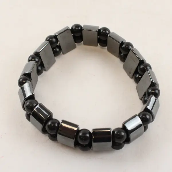 Charcoal Grey & Black Stretch Elastic Bracelet Minimalist Stackable