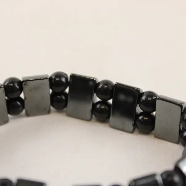 Charcoal Grey & Black Stretch Elastic Bracelet Minimalist Stackable