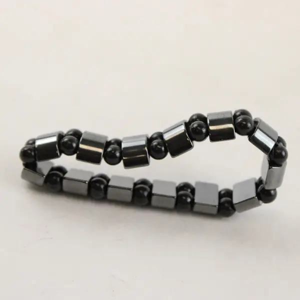 Charcoal Grey & Black Stretch Elastic Bracelet Minimalist Stackable
