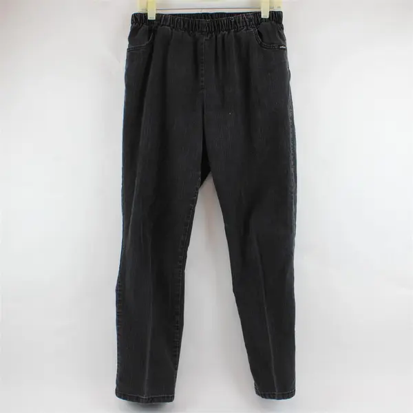 Chic Charcoal Gray Tapered Leg Pull-On Pants Women's 14 Petite