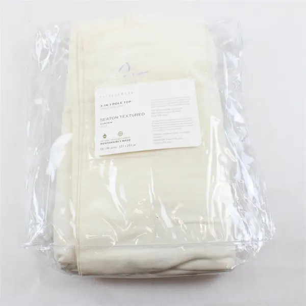 Lot Of 2 Pottery Barn White 3-In-1 Pole Top Seaton Textured Curtains 50" x 96"