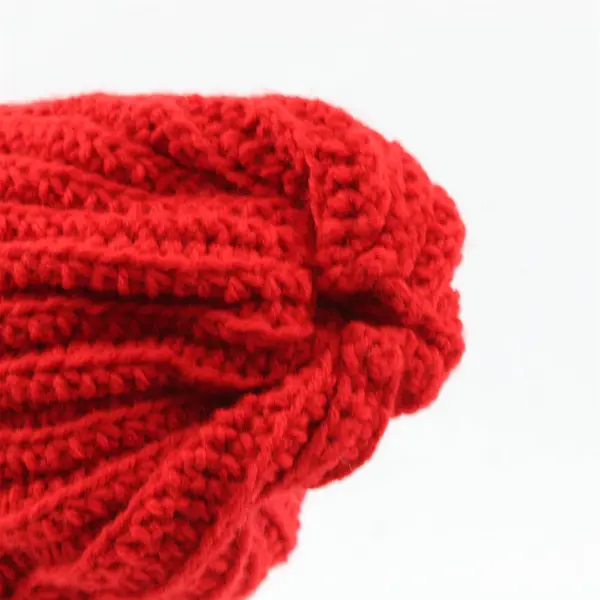 Handmade Women's Scarlet Red Knit Beanie Hat One Size