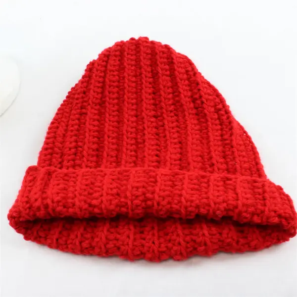 Handmade Women's Scarlet Red Knit Beanie Hat One Size