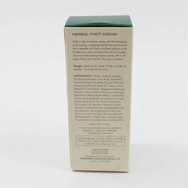 New Sealed Arbonne Intelligence Herbal Foot Cream 4.3 oz