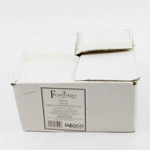 Enesco Festivities Silver Tone Candle Stand Twisted Legs 992755