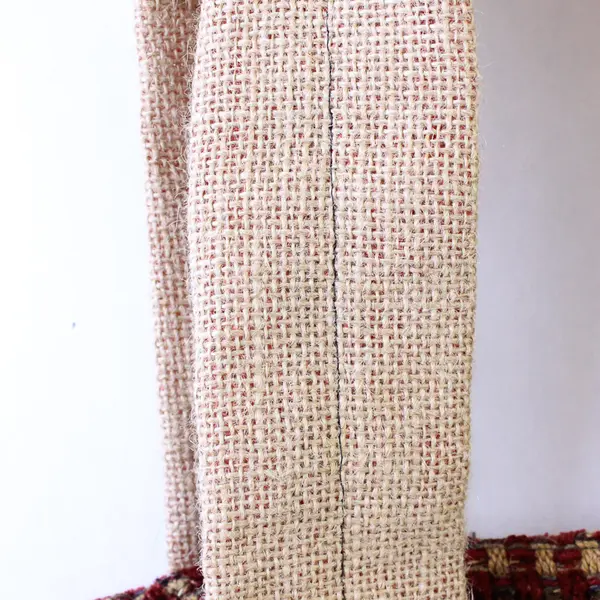 Vintage Reversible Patterned Red and Brown Knit Tote Bag Purse