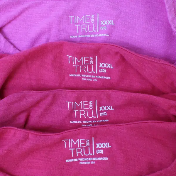 Lot of 4 Time And Tru Pink Short-Sleeved T-Shirts Women's XXXL 22