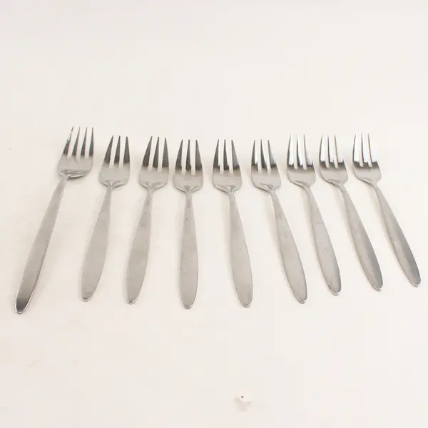 Set of 9 WMF Flatware Porto Stainless Steel 8 Pastry Forks + 1 Salad Fork