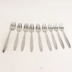 Set of 9 WMF Flatware Porto Stainless Steel 8 Pastry Forks + 1 Salad Fork