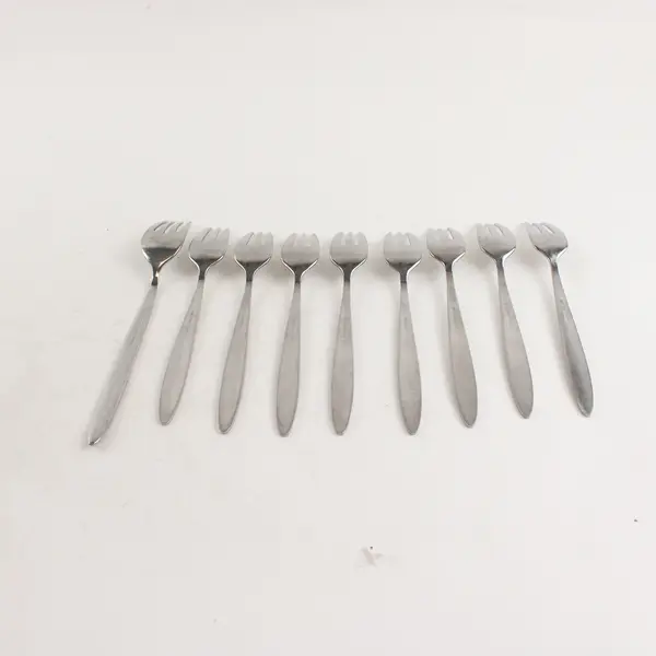 Set of 9 WMF Flatware Porto Stainless Steel 8 Pastry Forks + 1 Salad Fork
