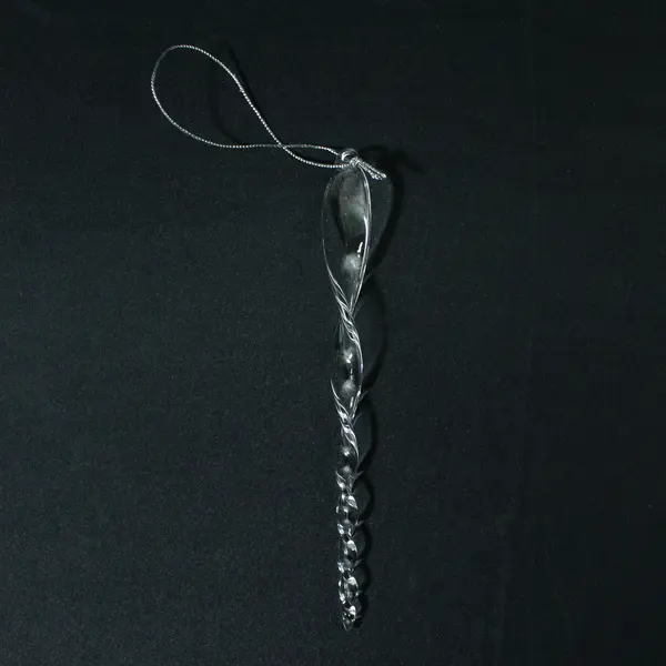 Box Of 12 Clear Glass Twisted Icicle Christmas Ornaments 6.5"