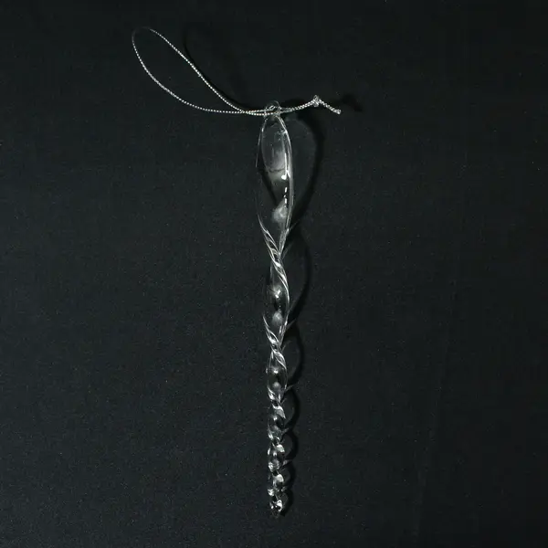 Box Of 12 Clear Glass Twisted Icicle Christmas Ornaments 6.5"