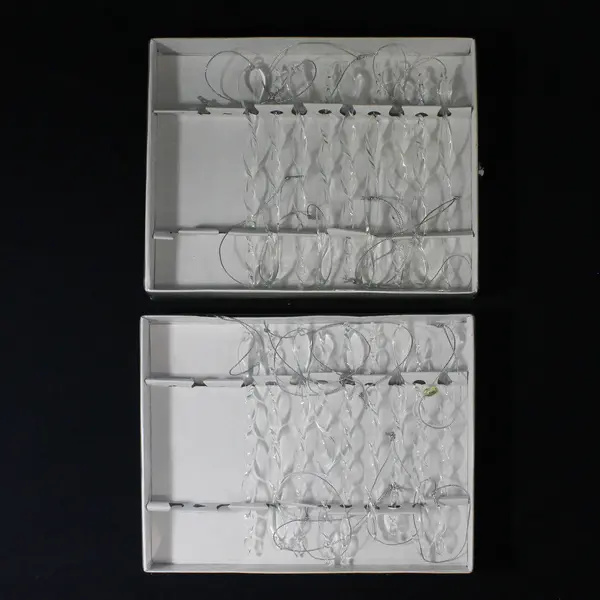 2 Boxes Of 9 Clear Glass Twisted Icicle Christmas Ornaments 6.5"