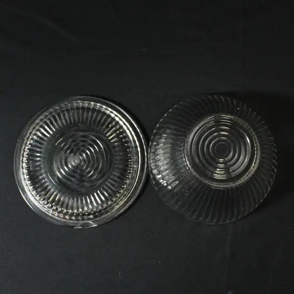 1950's Anchor Hocking Clear Round Glass Ribbed Refrigerator Bowl With  Lid