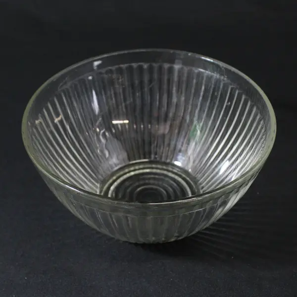 1950's Anchor Hocking Clear Round Glass Ribbed Refrigerator Bowl With  Lid