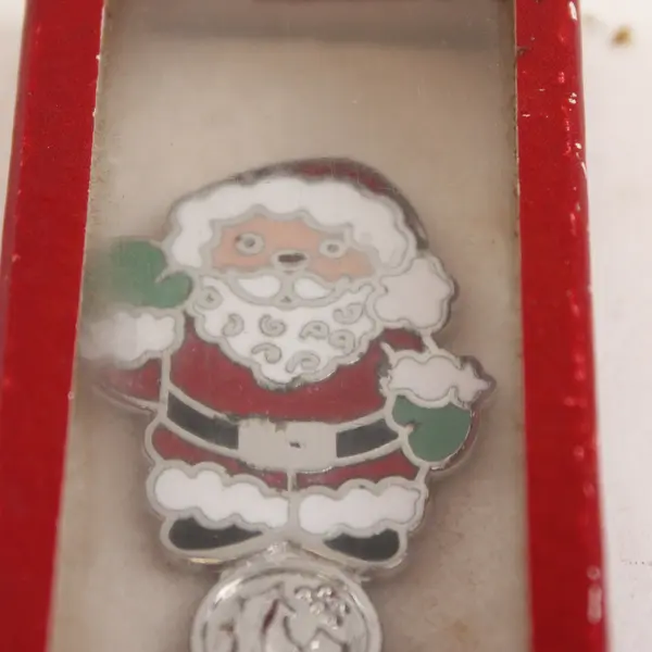 Jolly Santa Enamel Silverplate Spoon 6in Christmas Collectible New in Box
