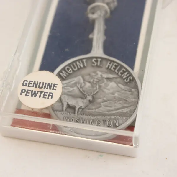 Genuine Pewter Mt. St. Helens Souvenir Spoon 6in Collectible