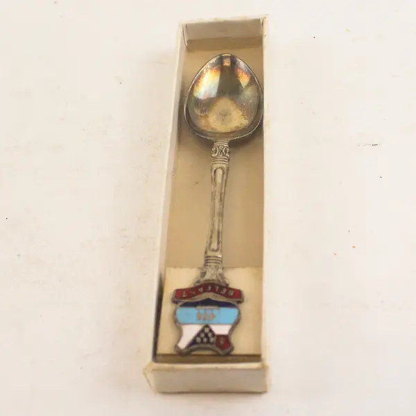 Vintage Silver-Plated Belfast Ireland Enamel Crest Souvenir Spoon 5in