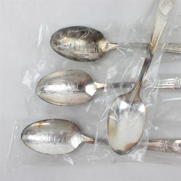 Lot of 4 Silverplated Collector Spoons Washington Adams Jefferson