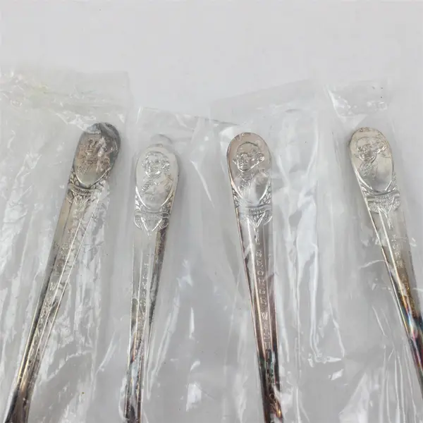 Lot of 4 Silverplated Collector Spoons Washington Adams Jefferson