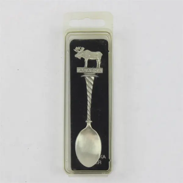 New Alaska Pewter Souvenir Spoon Figural Moose Vintage Style Collectible