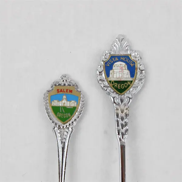 Lot of 3 Oregon Souvenir Spoons - Salem Capitol Vista House & Cheetah