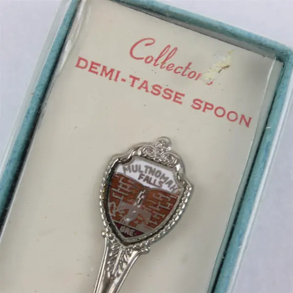 Lot of 2 Souvenir Demi-Tasse Spoons Multnomah Falls & Depoe Bay Oregon