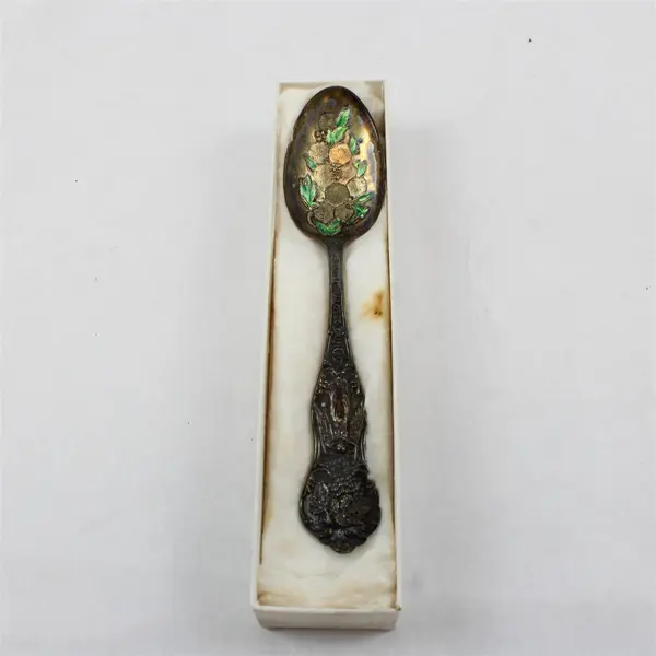 Vintage Brock & Feagan Los Angeles Silver-Plated Enamel Souvenir Spoon