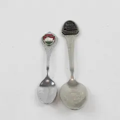 Lot of 2 Nebraska Souvenir Spoons Enamel Buffalo & Cornhuskers