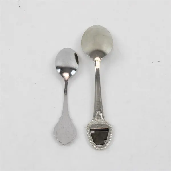 Lot of 2 Nebraska Souvenir Spoons Enamel Buffalo & Cornhuskers