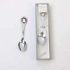 Lot of 2 Georgia Souvenir Spoons - State Outline & Magnolia Enamel