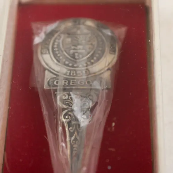 Lot of 2 Silver-Plate Souvenir Demi-Tasse Spoons Oregon State 1859