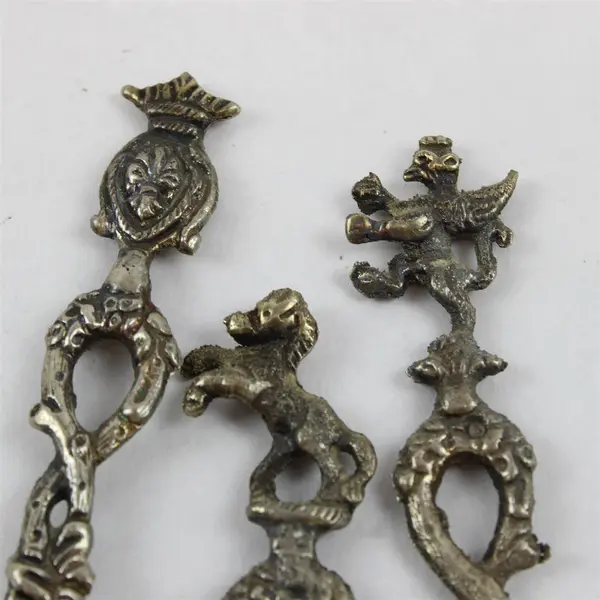 Lot of 8 Vintage Silver-Plated Figural Demitasse Spoons Ornate Handles Italy