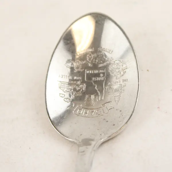 Vintage Souvenir Spoon Iowa Wild Rose - Idaho Famous Potatoes (Flaw)